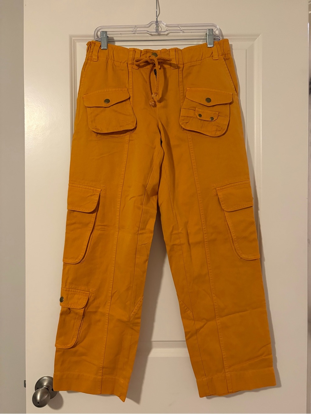 Free People Wide-Leg Cargo Pants in Mustard